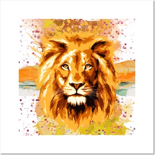 Lion - Lion drawing - Aquarell Watercolor - Safari Lions Posters and Art